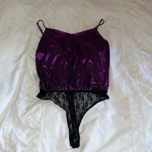 Free People metallic purple bodysuit size M